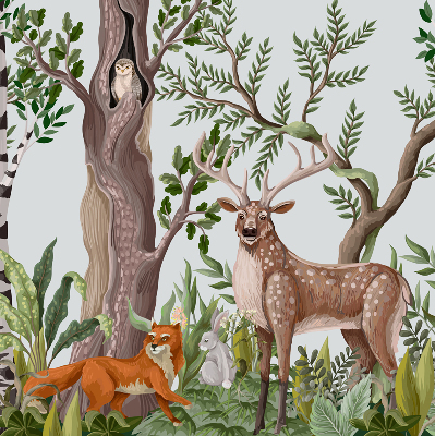 Modern roller blind Forest animals