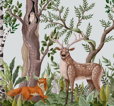 Modern roller blind Forest animals