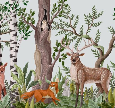 Modern roller blind Forest animals