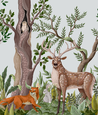 Modern roller blind Forest animals