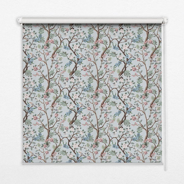 Modern roller blind Flower vines on a light background