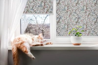 Modern roller blind Flower vines on a light background