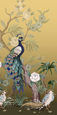 Roller blind for large window Peacock on a tree