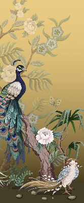 Roller blind for large window Peacock on a tree
