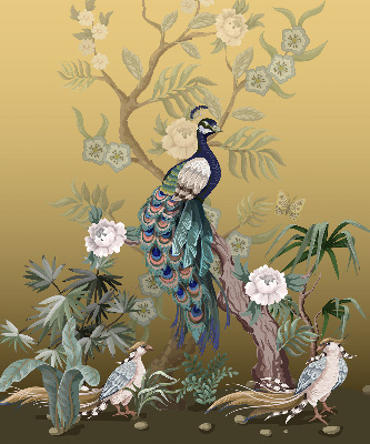 Roller blind for large window Peacock on a tree