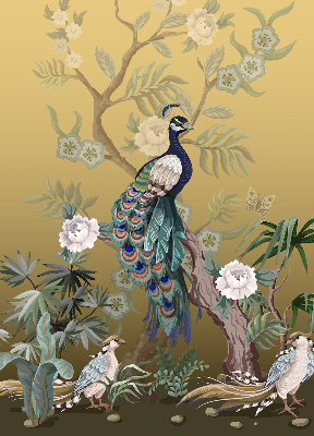 Roller blind for large window Peacock on a tree