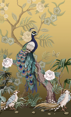 Roller blind for large window Peacock on a tree