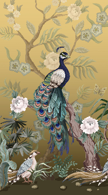 Roller blind for large window Peacock on a tree
