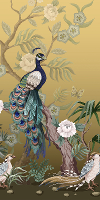Roller blind for large window Peacock on a tree