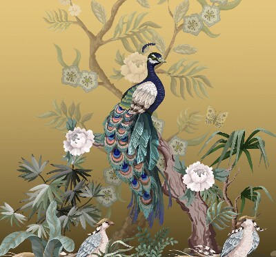 Roller blind for large window Peacock on a tree