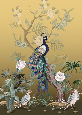 Roller blind for large window Peacock on a tree