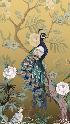 Roller blind for large window Peacock on a tree