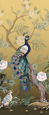 Roller blind for large window Peacock on a tree