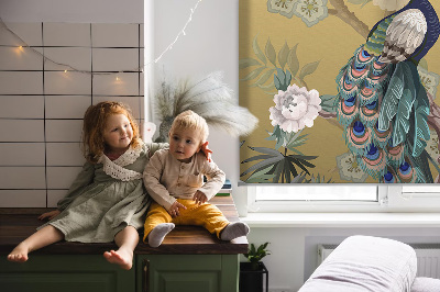 Roller blind for large window Peacock on a tree