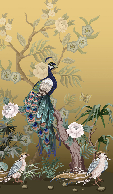 Roller blind for large window Peacock on a tree