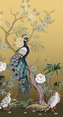 Roller blind for large window Peacock on a tree