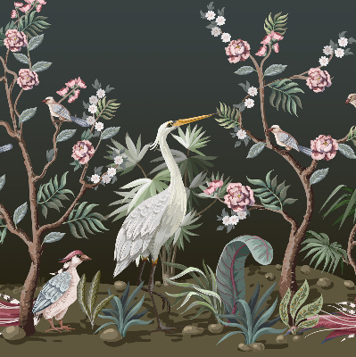 Fabric roller blind Birds by the tree