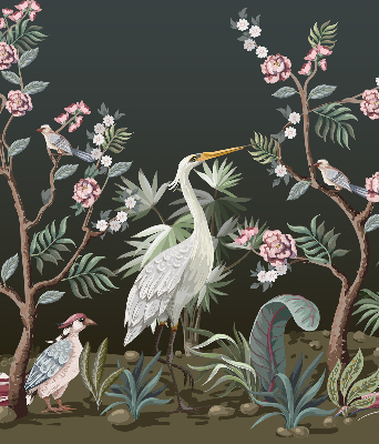 Fabric roller blind Birds by the tree