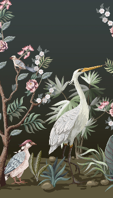 Fabric roller blind Birds by the tree