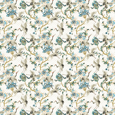 Fabric roller blind Flowers and birds