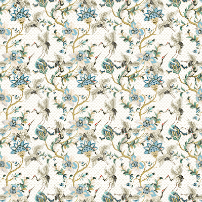 Fabric roller blind Flowers and birds