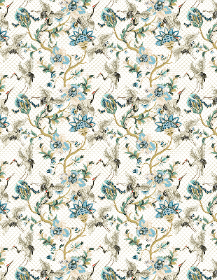 Fabric roller blind Flowers and birds