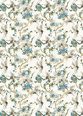 Fabric roller blind Flowers and birds