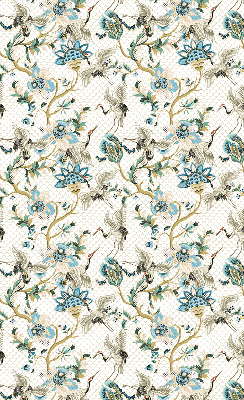 Fabric roller blind Flowers and birds