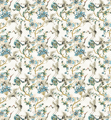 Fabric roller blind Flowers and birds