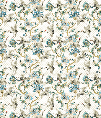 Fabric roller blind Flowers and birds