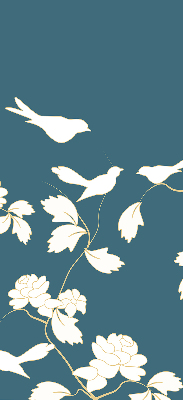 Modern roller blind White birds on white flowers