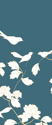 Modern roller blind White birds on white flowers