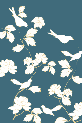 Modern roller blind White birds on white flowers