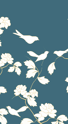 Modern roller blind White birds on white flowers