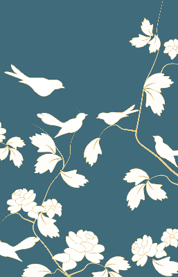 Modern roller blind White birds on white flowers