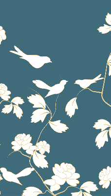 Modern roller blind White birds on white flowers