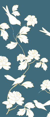 Modern roller blind White birds on white flowers