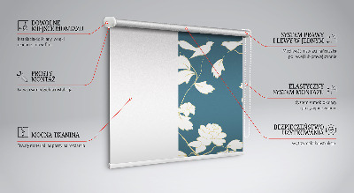 Modern roller blind White birds on white flowers