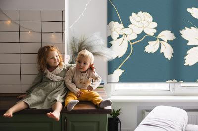 Modern roller blind White birds on white flowers