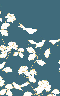 Modern roller blind White birds on white flowers