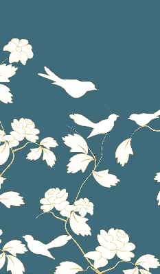 Modern roller blind White birds on white flowers