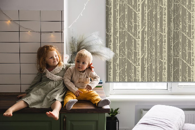 Roller blind for large window Tree trunks