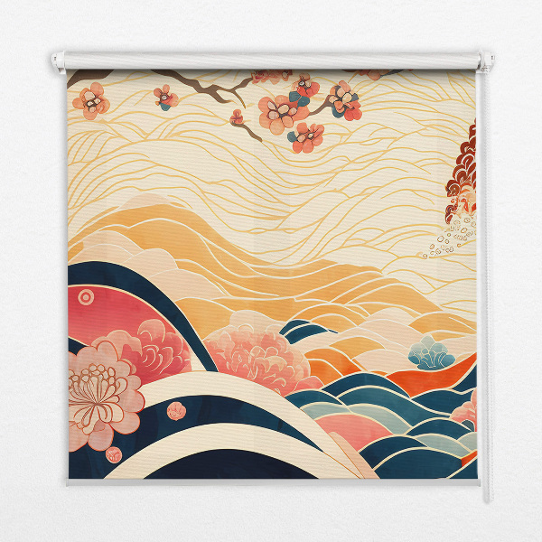 Roller blind for large window A wave of flowers