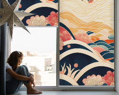 Roller blind for large window A wave of flowers