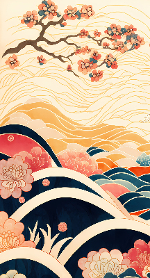Roller blind for large window A wave of flowers