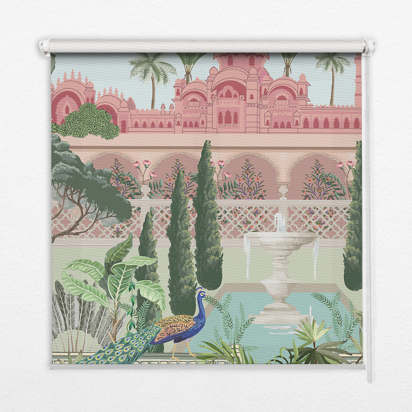 Fabric roller blind Palace with a garden