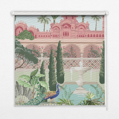 Fabric roller blind Palace with a garden