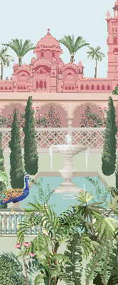 Fabric roller blind Palace with a garden