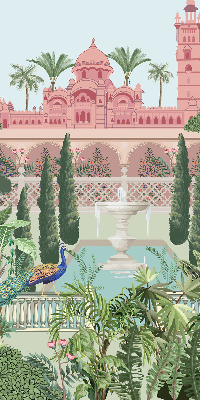 Fabric roller blind Palace with a garden