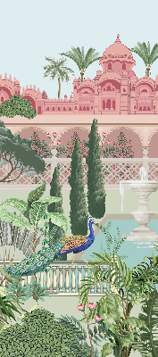 Fabric roller blind Palace with a garden
